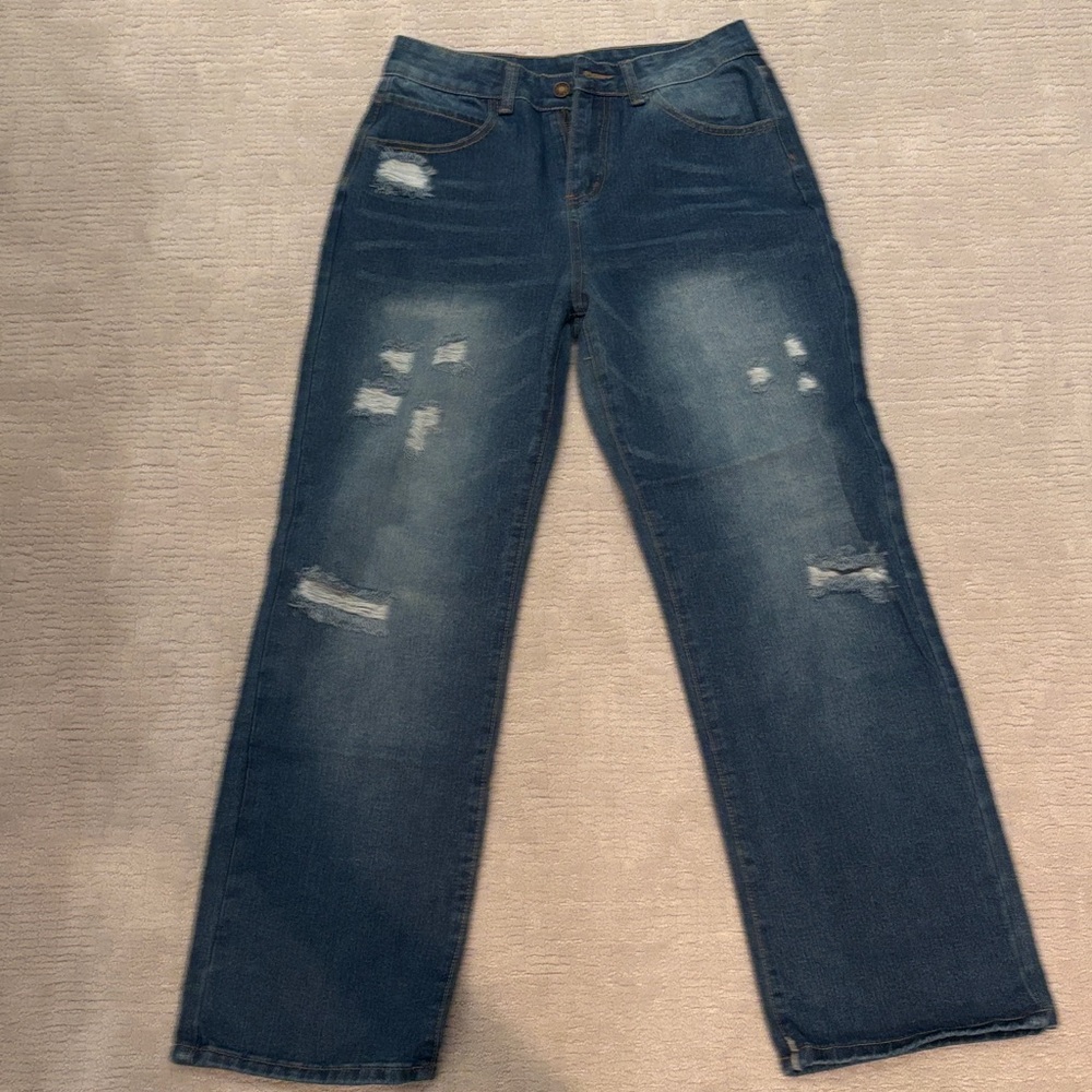 Distressed Blue Women's Jeans. Size Medium